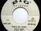 TOM & JERRY 45 That's My Story NEAR MINT Doo Wop PROMO Rockabilly TEEN e6713