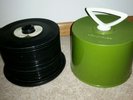 Vintage Green Disk Go Case Round 45 Record Case Full 60's & 70's Jukebox