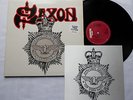 SAXON Strong arm of the law UK Orig LP with PATCH CARRERE CAL 120 (A1/B1) NMINT
