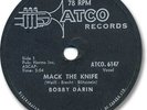  1959 BOBBY DARIN Rock'n Roll 78 RPM Record. Mack the Knife. Atco 6140