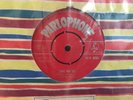 COLLECTION OF RECORDS IN RECORD BOX MOSTLY BEATLES SINGLES