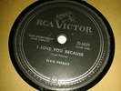 ELVIS PRESLEY : I LOVE YOU BECAUSE / TRYIN' TO GET TO YOU.  Canada 78rpm (1956)