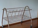 Retro Copper Vinyl Record Stand, Storage on Castors, Fathers Day gift