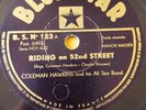 JAZZ 78 rpm RECORD Blue Star COLEMAN HAWKINS Tab Smith RIDING ON 52ND STREET /..