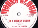 PYTHON LEE JACKSON 45: IN A BROKEN DREAM/DOING FINE AUSSIE Y.B. PROMO NM/NM 1972
