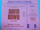 David Bowie - Genuine Original Ticket - EARLS COURT 1st July 1970s - RARE