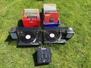 Dj Numark Turn Table, mixer, speakers, 200 vinyl  records, technics, 90's hits