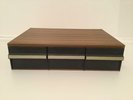 Vintage Retro Teak Wood Effect 36 Tape Cassette Storage Box Holder 3 Drawers