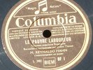 Reynaldo Hahn Le pauvre laboureur & Le retour du marin 25 cm 10'' 78 RPM EX