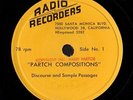 Harry  PARTCH. Works. 5 12” 78 rpm Radio Recorders 1-10, auto sequence M-/E++