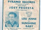 JOEY PROFETA sunshine baby PYRAMID rare ROCKABILLY PIC SLEEVE listen
