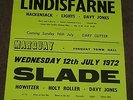 Slade/Lindisfarne/Hackensack 1972 Concert Poster