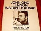 JOHN LENNON INSTANT KARMA / WHO HAS SEEN THE WIND ORIGINAL APPLE 45 & PIC SLEEVE