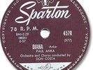 PAUL ANKA Rock'n Roll 78 RPM Record. Diana