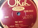 LILLIE DELK CHRISTIAN TOO BUSY OKEH 78 ARMSTRONG HOT FOUR MINT-
