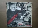 Vinile 45 giri Benito MUSSOLINI - DA RADIO MONACO 1943 Mint-/Mint-