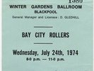 Bay City Rollers Winter Gardens Ballroom, Blackpool 24/7/74 Ticket