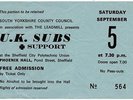 U.K. Subs Sheffield City Polytechnic 5/9/81 Ticket