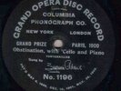 393g.  Suzanne Adams - Obstination, with Cello and Piano - Col. Grand Opera 1196