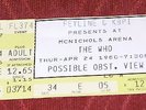1980 WHO CONCERT TICKET **UNUSED**  VERY RARE.