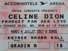 CELINE DION PARIS BERCY - CATEGORIE 1