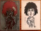 MARK BOLAN 70's GLAM ROCK ORIGINAL JAMES HALL THOMSON CARICATURE PRINT BLOCK