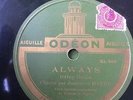 Vinyle 78 Tours RPM ODEON ALWAYS IRVING BERLIN chanté par JOSEPHINE BAKER
