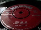 Beatles Love Me Do.Orig UK Parlophone  red label 7inch 45 V/G plus vinyl