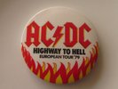 AC/DC HIGHWAY TO HELL EUROPEAN TOUR 1979 LARGE VINTAGE METAL PIN BADGE