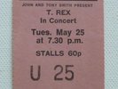 Concert Ticket - T. REX - De Montfort Hall 25th May 1971