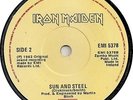 IRON MAIDEN RARE IRISH 45 WITH MISPRESSED LABEL SUN AND STEEL 1983 MINT