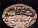 EDISON 10 In. RECORD #51122 FRANK CRAFT HIS STRAND ORCHESTRA KAPLAN'S MELODISTS