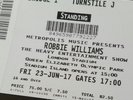 Robbie Williams The Heavy Entertainment Show 1x Ticket standing London 23rd June