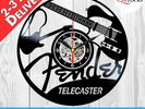 Fender Telecaster Guitar Music Black Vinyl Record Wall Clock Guitarist Best Gift