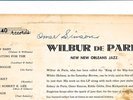 New Orleans Clarinetist OMER SIMEON Signature on 1953 Wilbur De Paris 10-inch LP