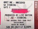 U2 Tickets Joshua tree tour Standing for 2