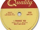 BILLY & LILLIE DDoo Wop 78 RPM Record. I Promise You/Lucky Ladybug