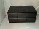 VINTAGE TAPE CASSETTE STORAGE BOX WITH 6 DRAWERS, HOLDS 76. Black ash colour