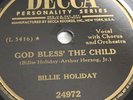 Billie Holiday-Decca 78 RPM Record 24972 God Bless The Child  78s