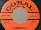 Rockabilly 45 EP Buddy Holly Listen To Me / Peggy Sue EC 81169 on Coral HEAR