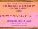 QUEEN VERY RARE CARDIFF CASTLE CONCERT COMPLIMENTARY TICKET 10 SEPTEMBER 1976