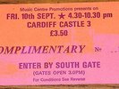 QUEEN VERY RARE CARDIFF CASTLE CONCERT COMPLIMENTARY TICKET 10TH SEPTEMBER 1976