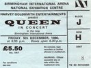 QUEEN CONCERT TICKET ORIGINAL 1980 VINTAGE N E C B`HAM DEC 1980 VALUABLE GEM