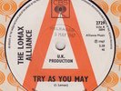 LOMAX ALLIANCE - TRY AS YOU MAY - CBS 2279 - UK DEMO + PUBLICITY SHEET NEAR MINT