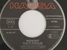 MIDNIGHT, KEEP ON WALKING BY, RARE MODERN SOUL 45 WITH PICTURE SLEEVE