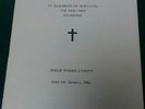Philip Lynott memorial service booklet, St. Elizabeth church Richmond 9/1/1986