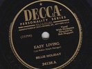 Billie Holiday on 78 rpm Decca 24138: Easy Living/Deep Song