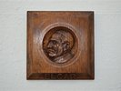 Antique hand carved oak wall plaque of the composer Edward Elgar c.1900