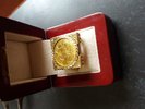 22ct Gold Full Sovereign ring- item 35  heavy 9ct mount