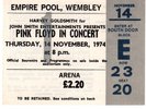 PINK FLOYD TICKET 1974 Wembley